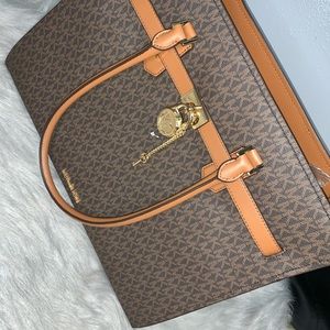Large brown and tan Michael kors shoulder bag